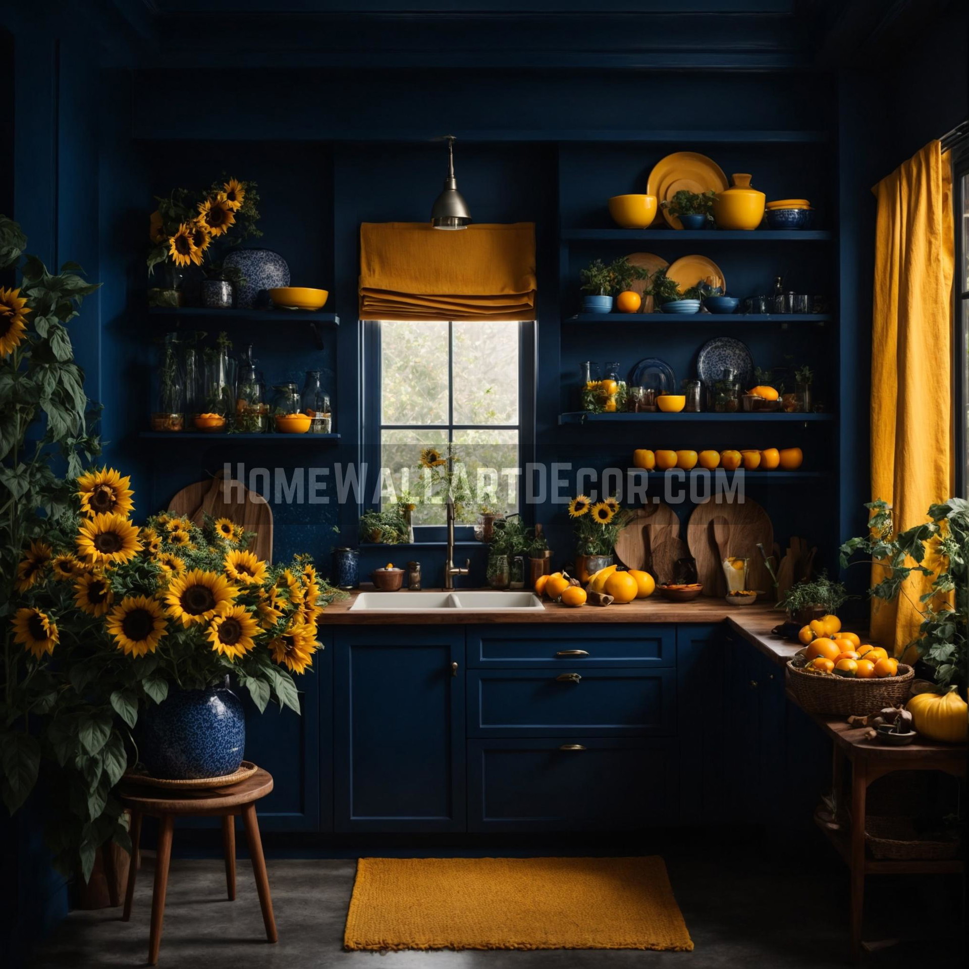 A Midsummer Night's Dream: The Kitchen Enlivened with Sunflower Wall Decor