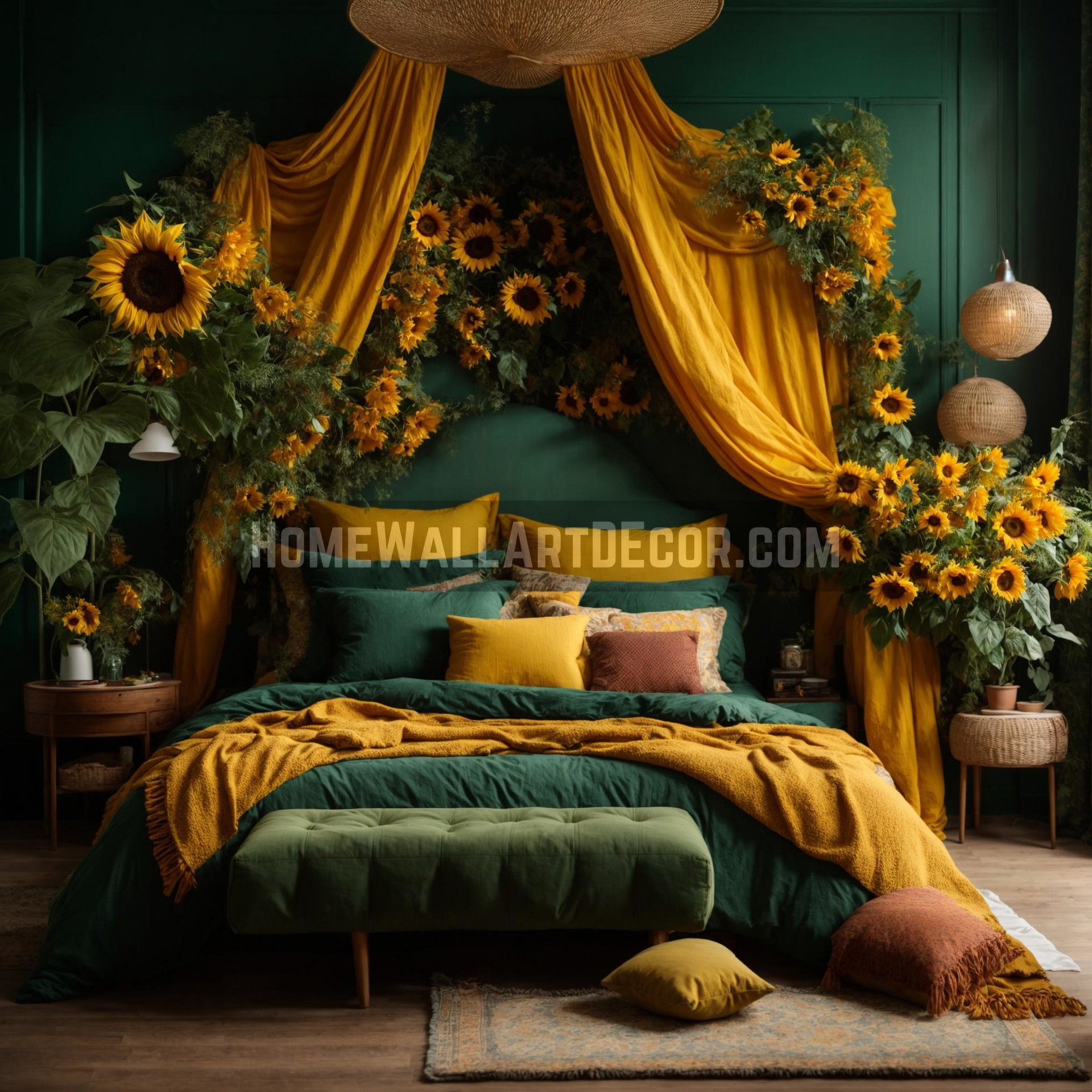 Dreaming Under the Sun A Sunflower-Adorned Sanctuary for Restful Slumbers