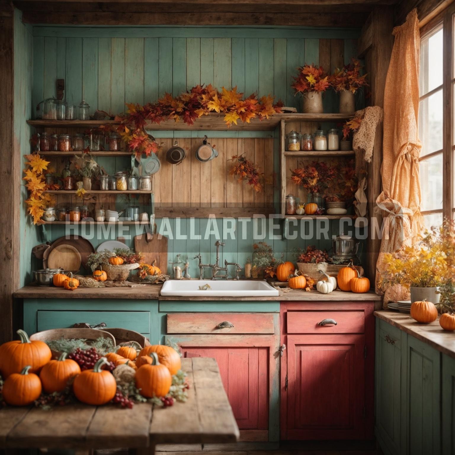 Harvest Haven Distressed Wood Interior Decorating Ideas for a Kitchen Bursting with Autumnal Charm