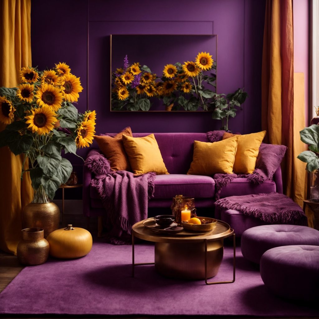 Sunflower Interior Bedroom with Sunflower Wall Art