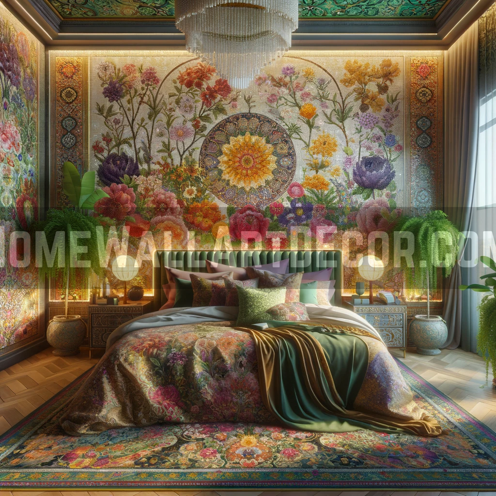 Enchanted Floral Mosaic Bedroom Oasis