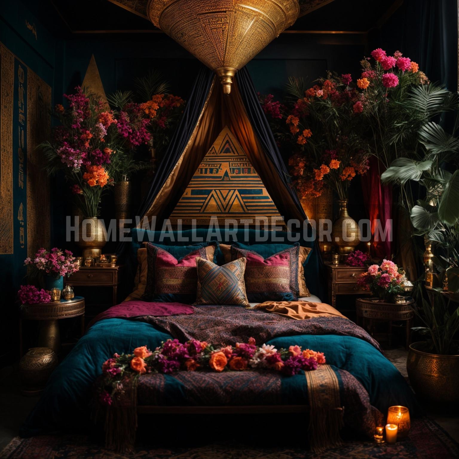 Dreaming with the Pharaohs Transform Your Bedroom into a Luxurious Egyptian Oasis with Elegant Wall Decor