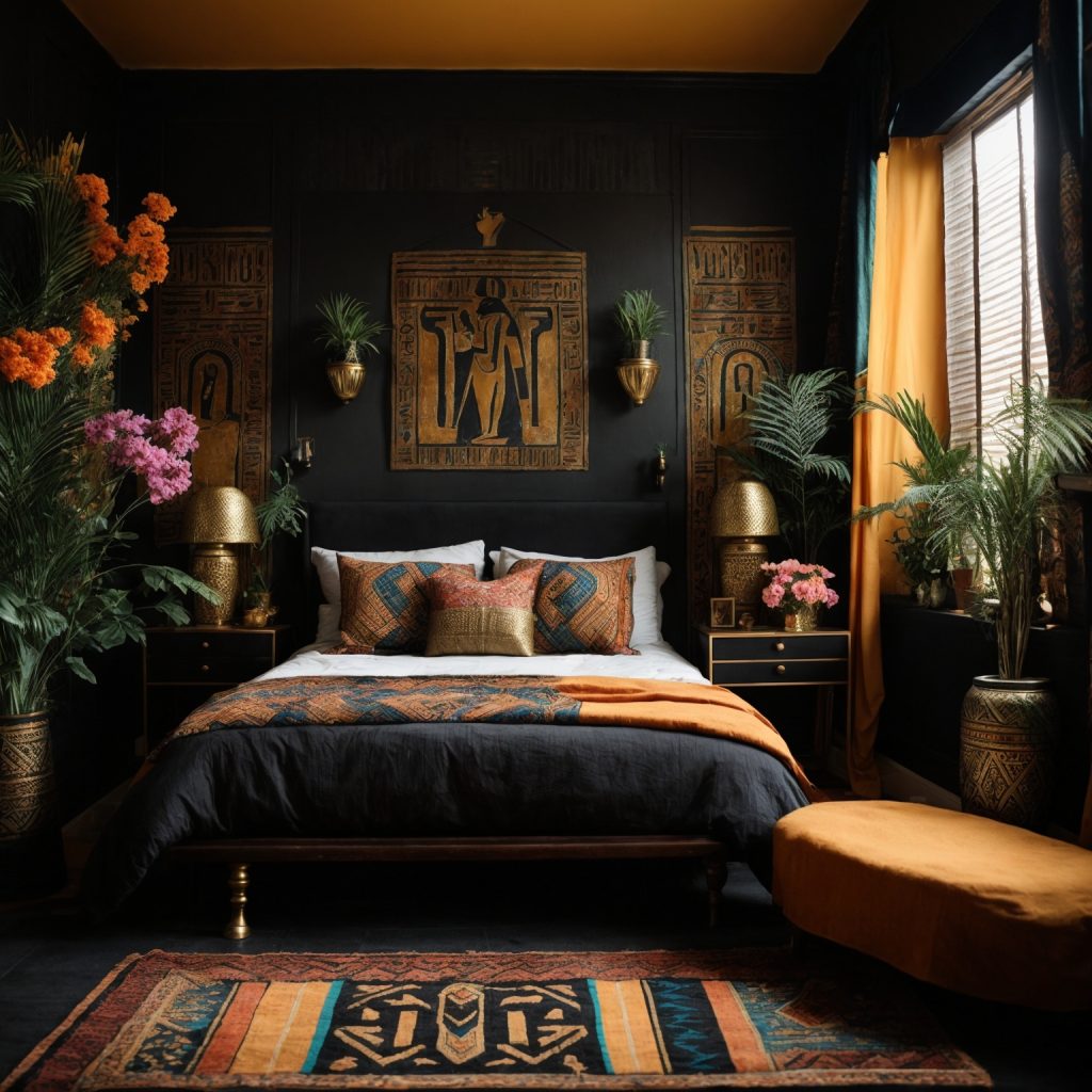 Dark Egyptian Bedroom