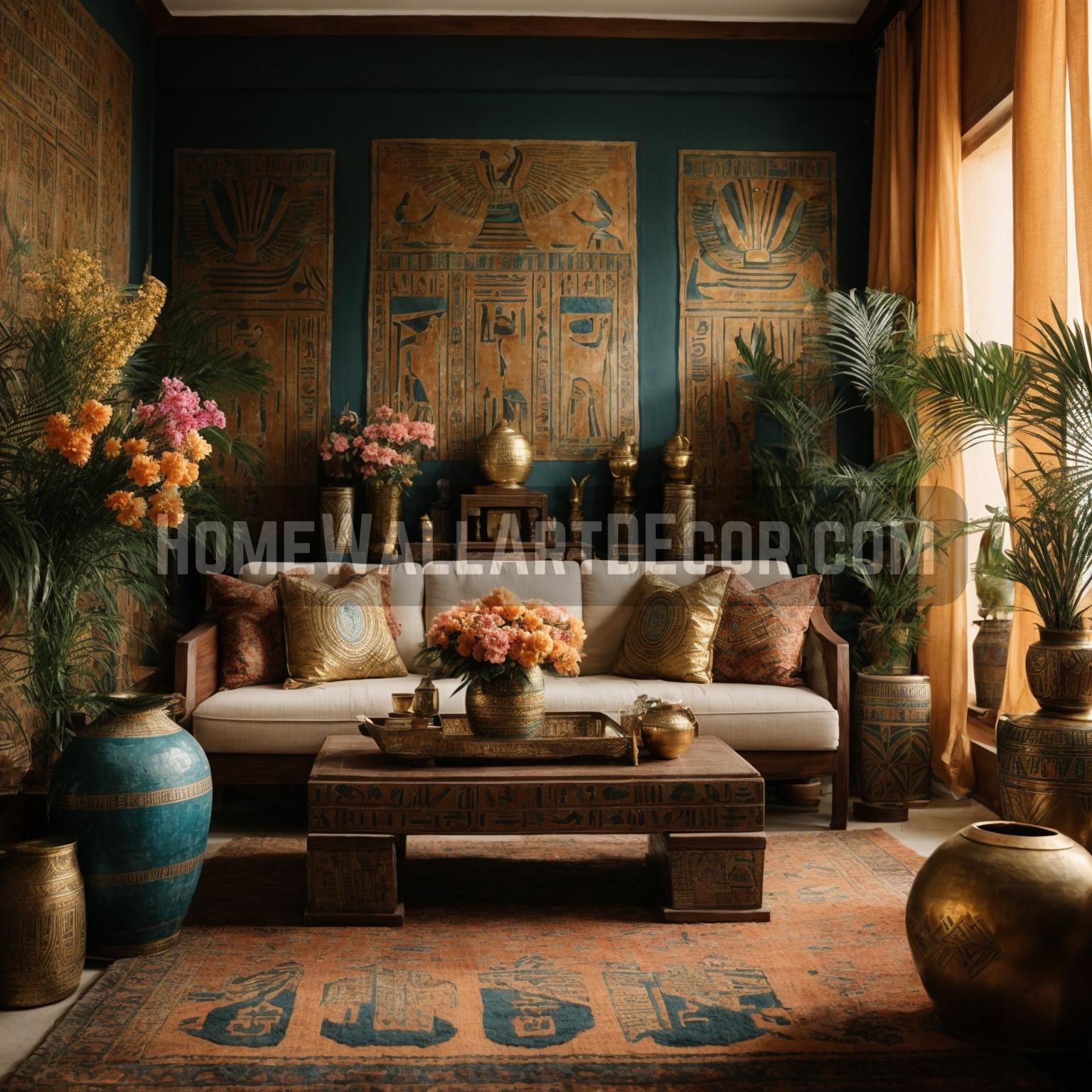 Unlock the Secrets of the Nile A Pharaoh's Guide to Egyptian Wall Decor and Interior Decorating Ideas