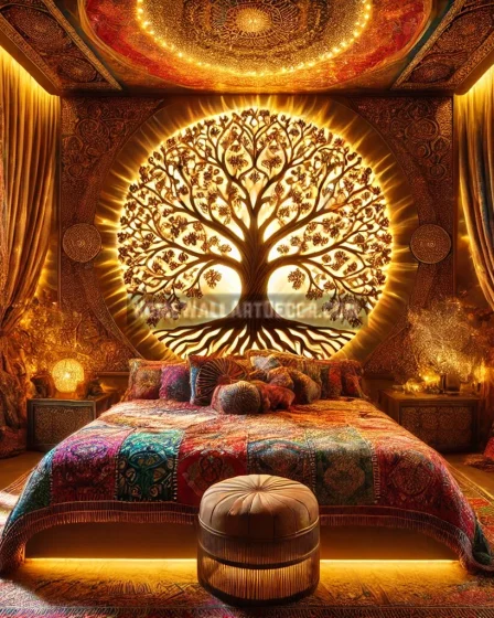 Beautiful Tree of Life Bedroom Featuring Tree of Life Wall Decor