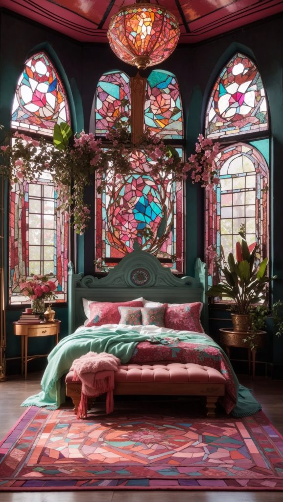 Stained Glass Splendor: Crafting a Bohemian Bedroom Retreat