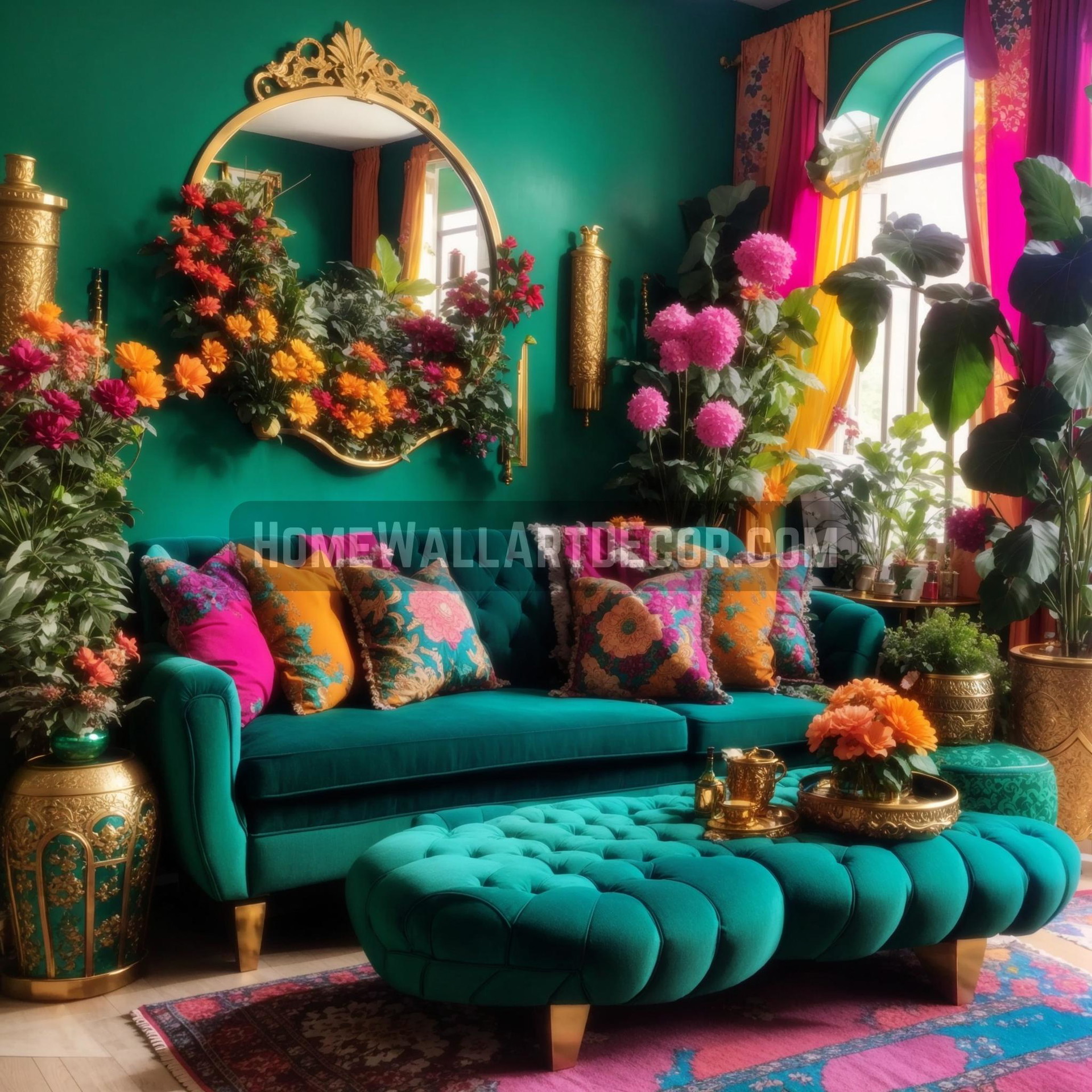 Vibrant Bohemian Bliss: A Living Room that Dances with Color