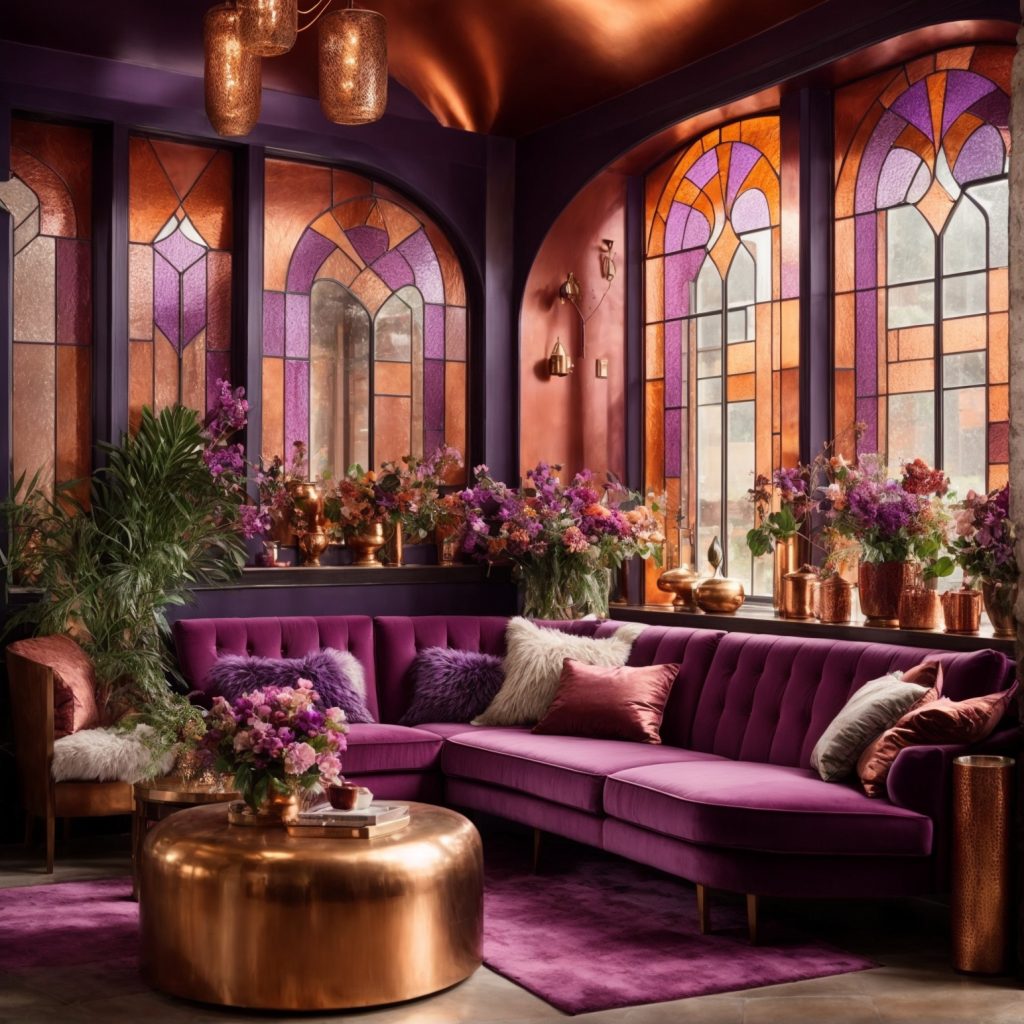 Purple Stained Glass Copper bedroom