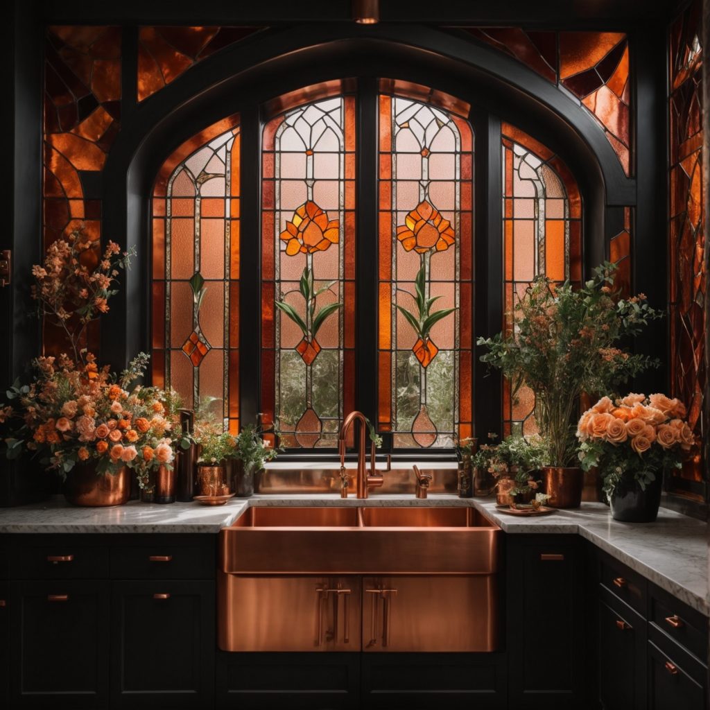 Regal Copper and Stained glass Kitchen