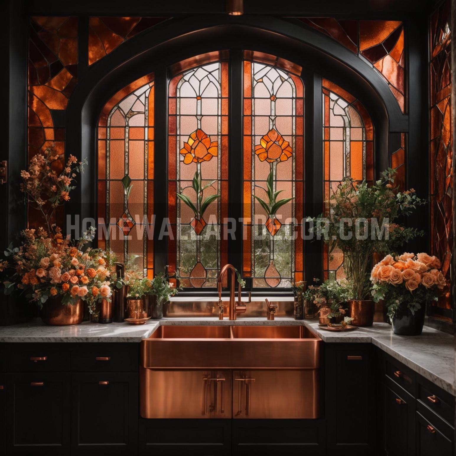 Regal Copper and Stained glass Kitchen