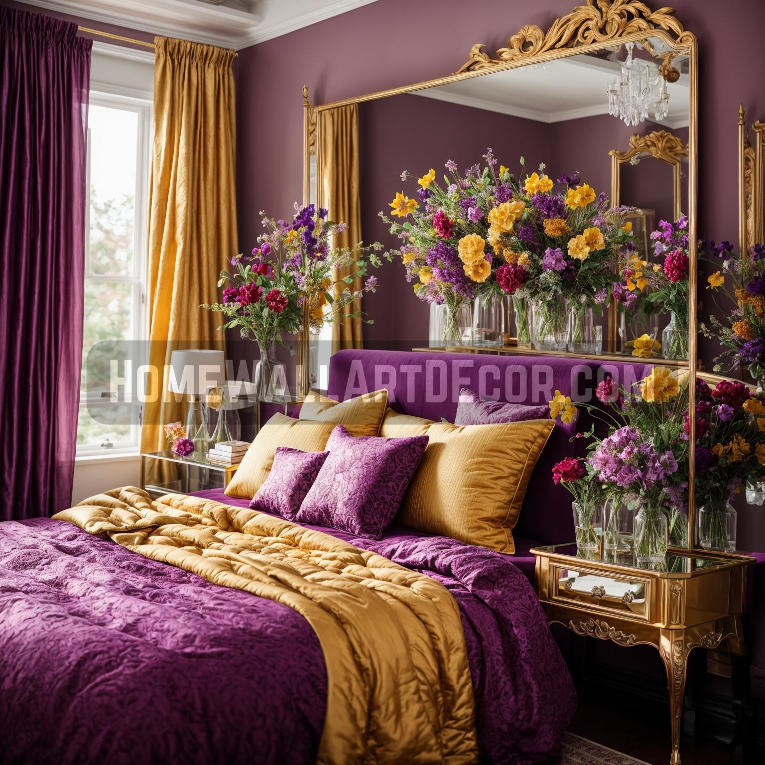 Regal Refinement Unveiling the Majesty of Glass Mirror Wall Decor in Bedroom Designs