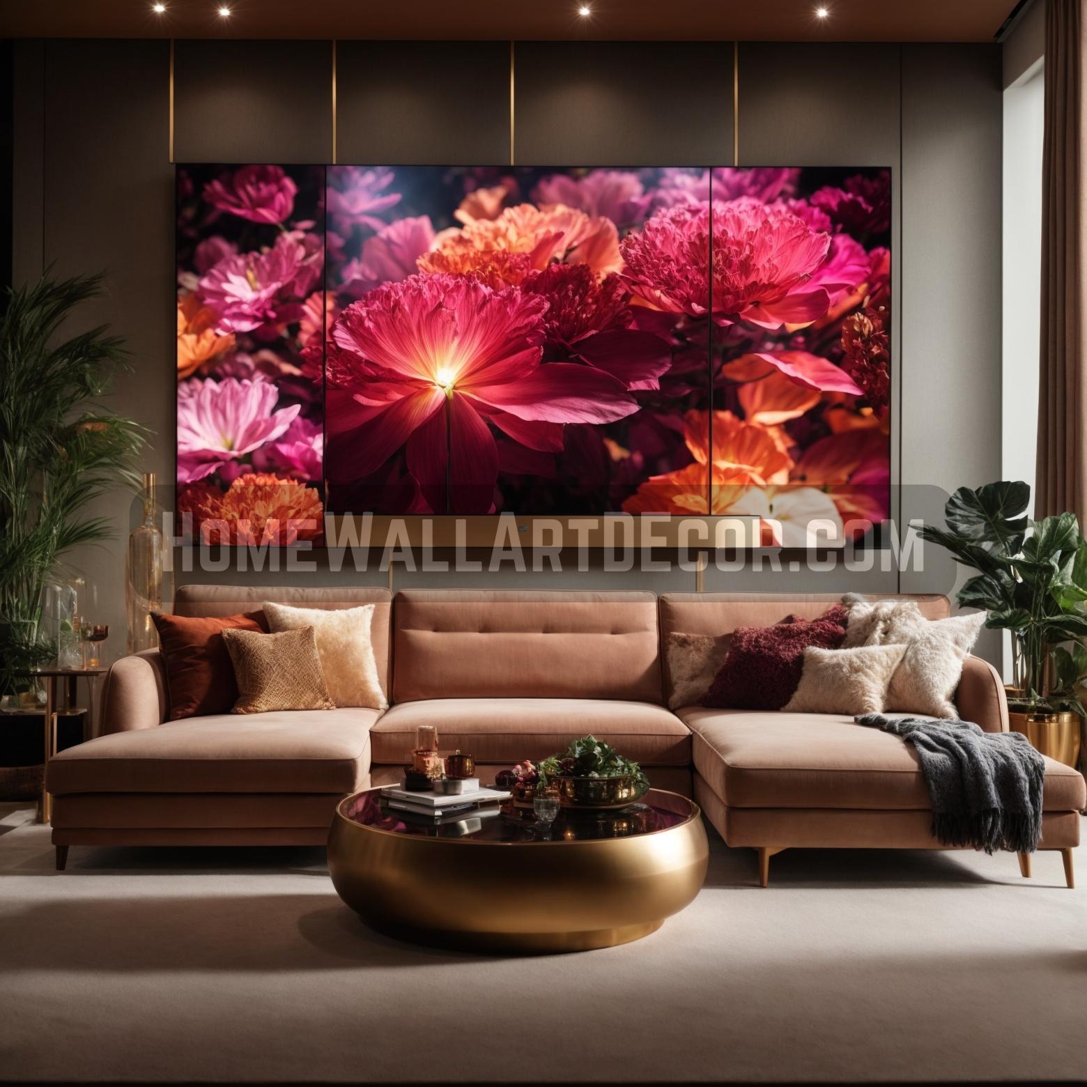 Blossoming Serenity Petals of Light in Sophisticated Living Room Decor