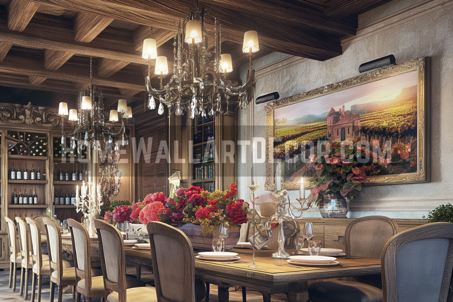Timeless French Country Dining Room Featuring Elegant French Country Wall Decor