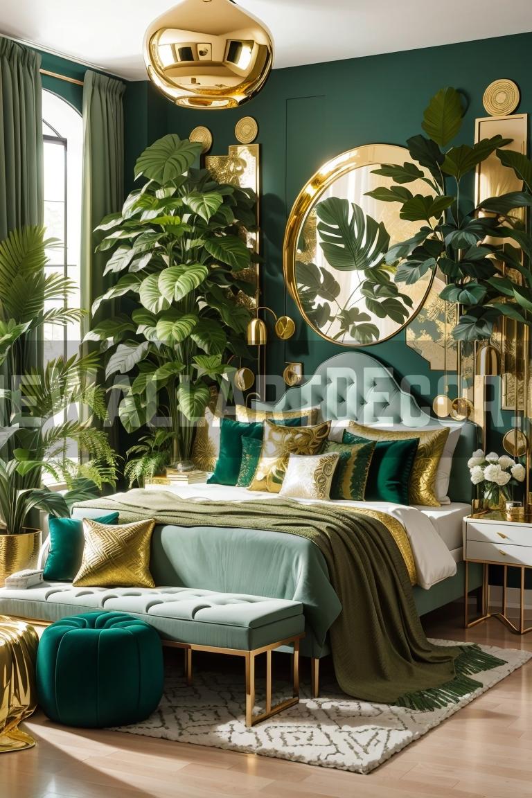 Gold and Green bedroom