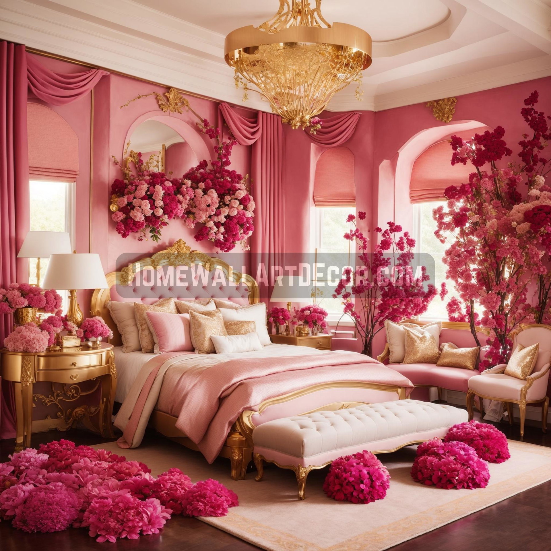 Dream Pink and Gold Glam Bedroom