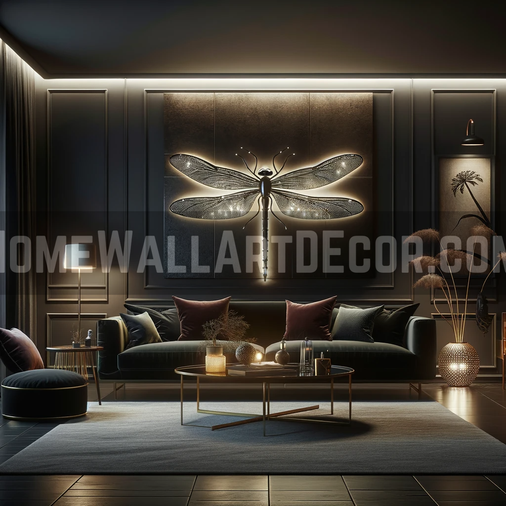 Sophisticated Living Room Featuring Dragonfly Wall Art