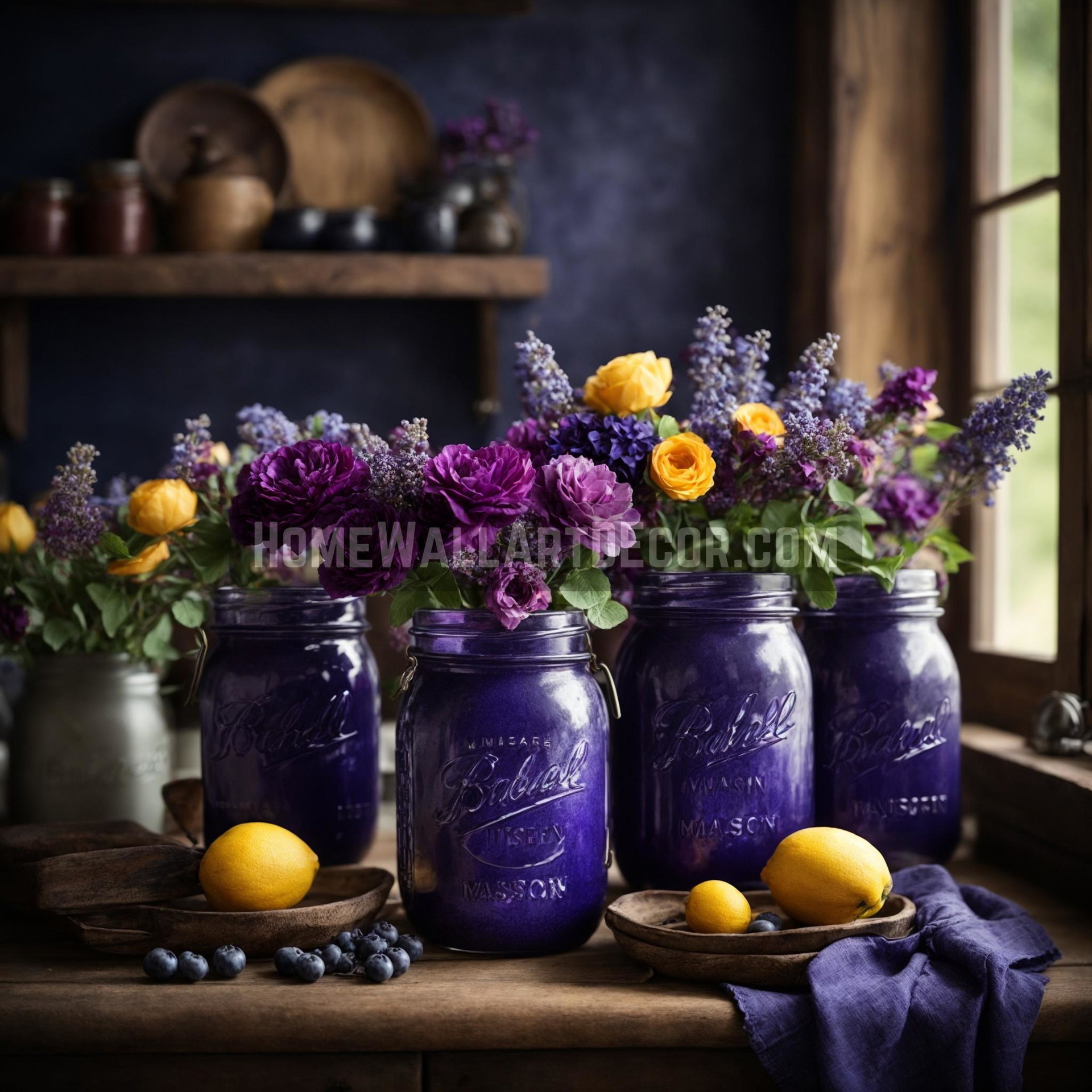 Indigo Purple Mason Jar Kitchen