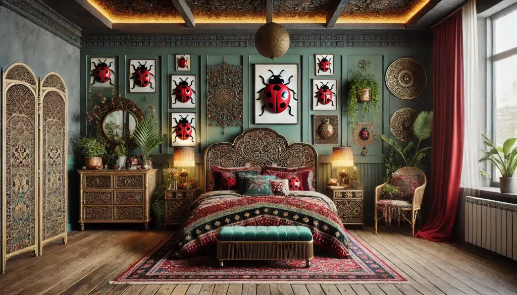 Elevate Your Space with Opulent Boho Style and Ladybug Wall Art