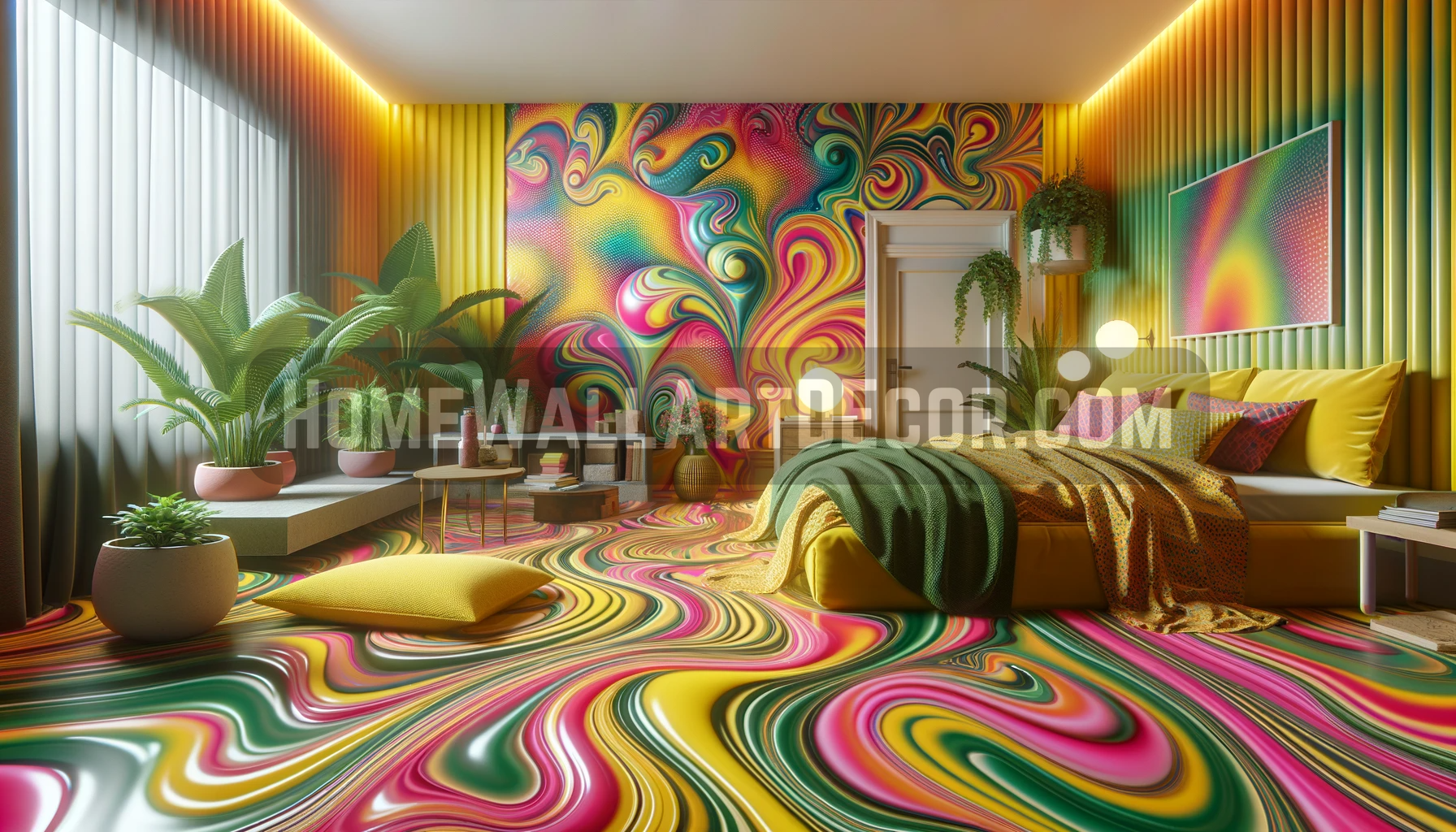 Bright Liquid Effect Bedroom Featured Liquid Effect Wall Art