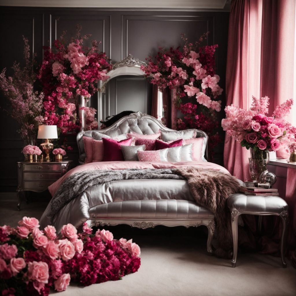 Dreamy Metallic Silver and Pink Bedroom