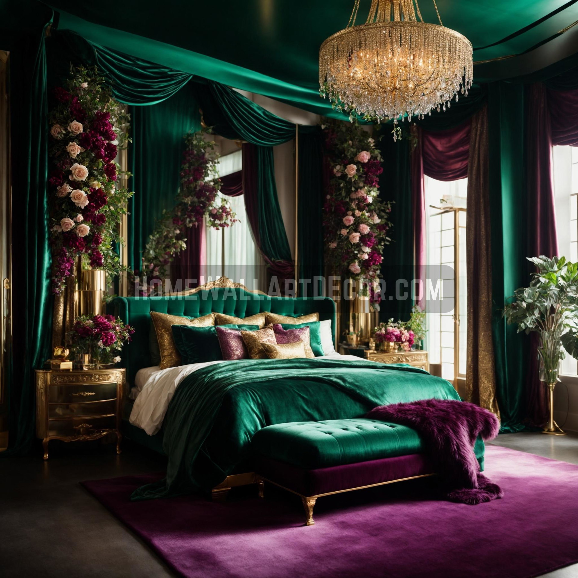 Embrace the Enchantment of Verdant Hues: Emerald Green Bedroom