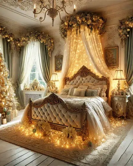 Festive Christmas Wall Decorations Super Luxurious French Country Bedroom Design