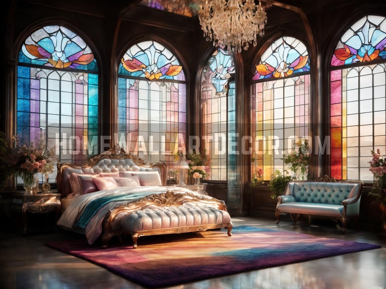 Elegant Warm Stained Glass Bedroom