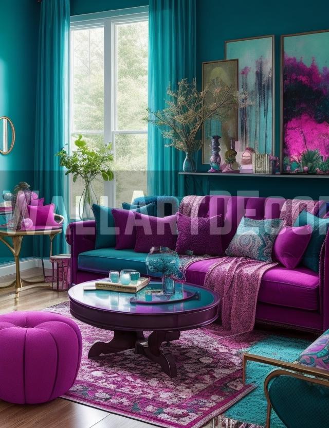 Vibrant Harmony: A Mystical Fusion of Teal and Fuchsia in Contemporary Living