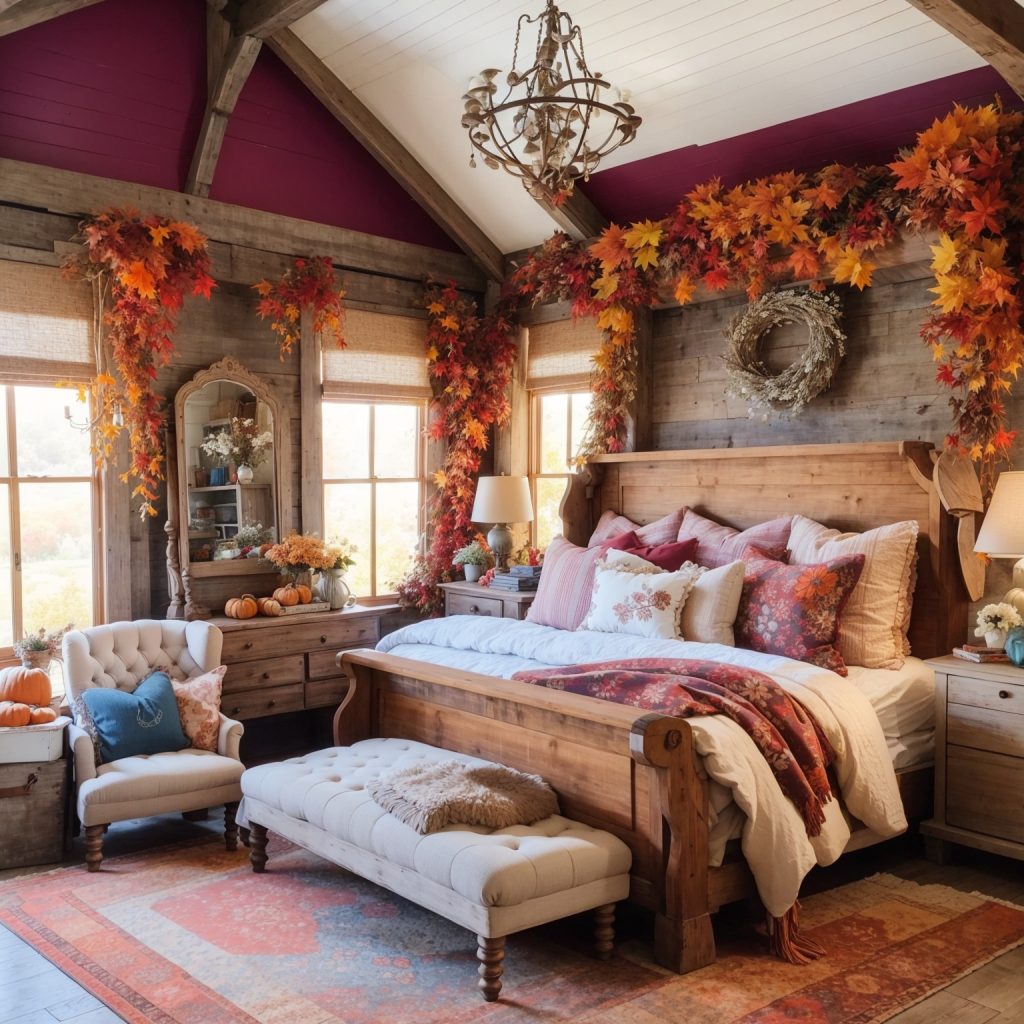 7 Bold yet Dreamy Fall Farmhouse Bedroom Decorating Ideas - Home Wall ...