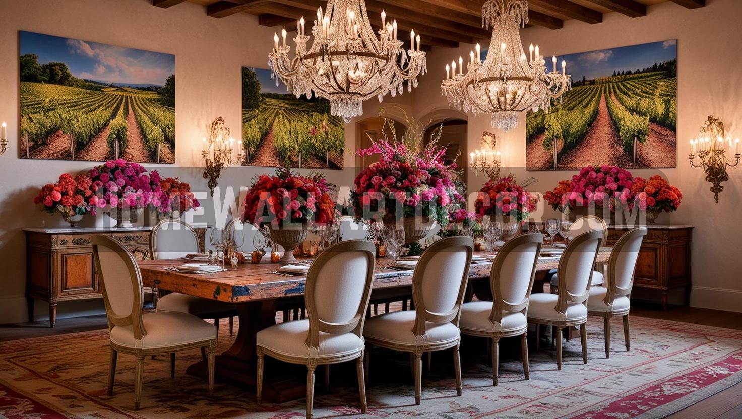 Ultra-Opulent French Country Dining Room with Vineyard Elegance