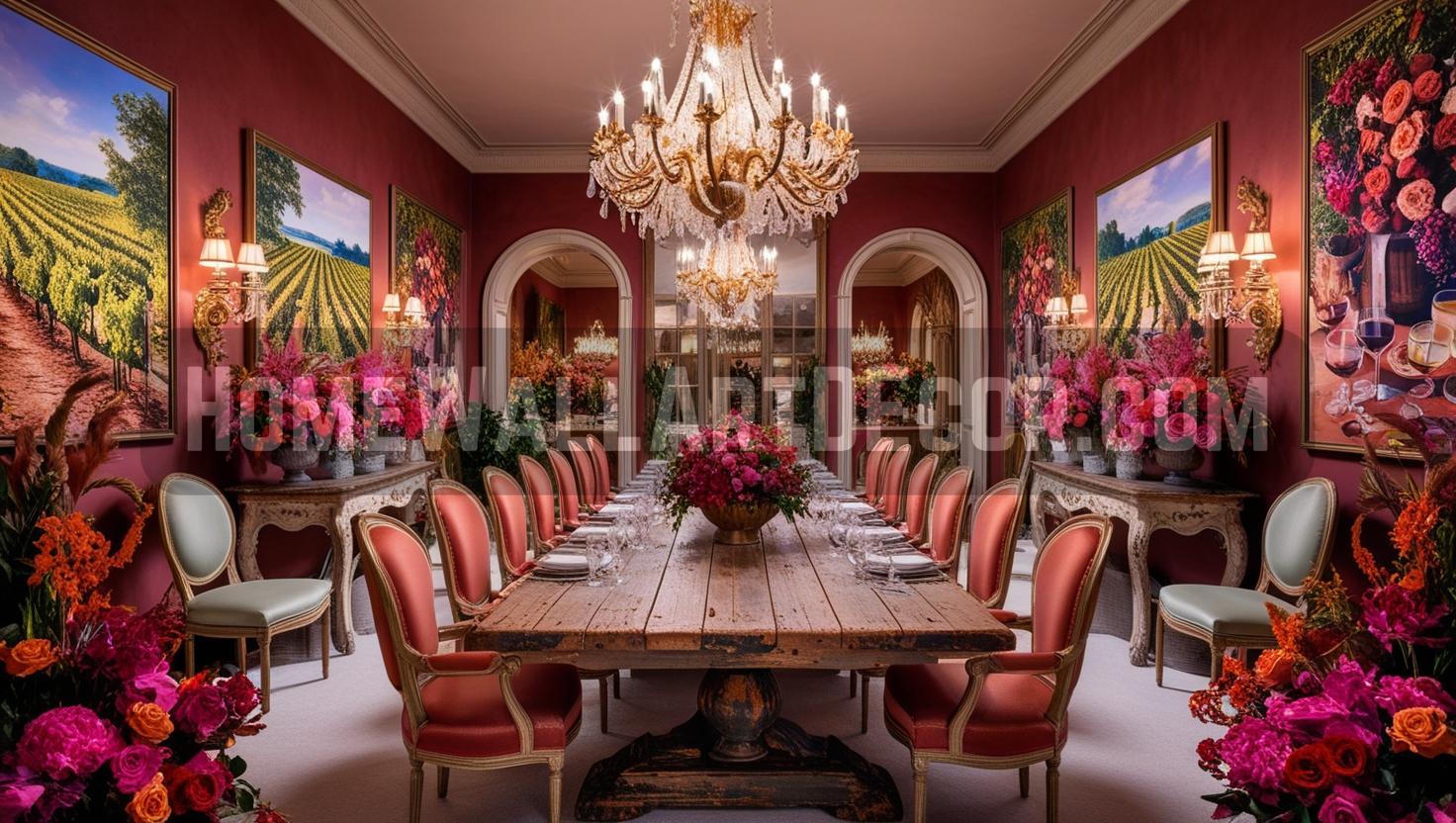 Lavish French Country Dining Room with Vineyard-Inspired Elegance