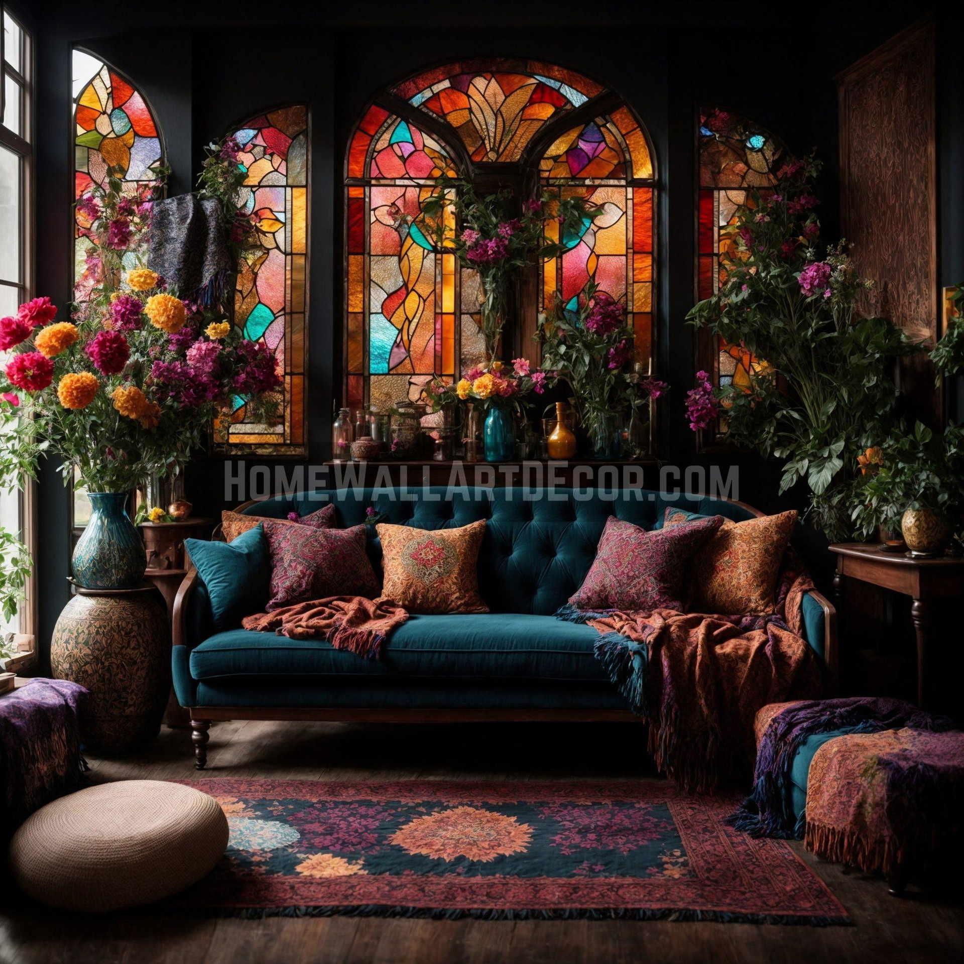 Vibrant Elegance: A Bohemian Rhapsody in Stained Glass and Velvet