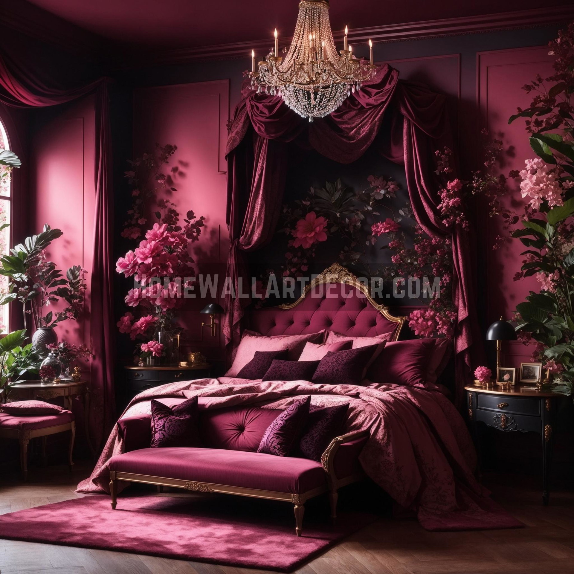 Dark Pink Moody Romantic Bedroom