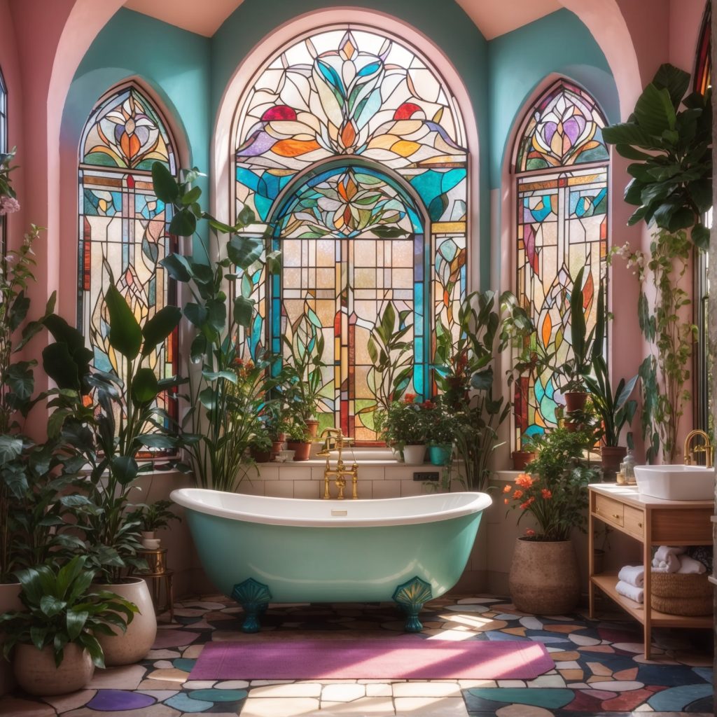Dreamy Stained Glass Bathroom