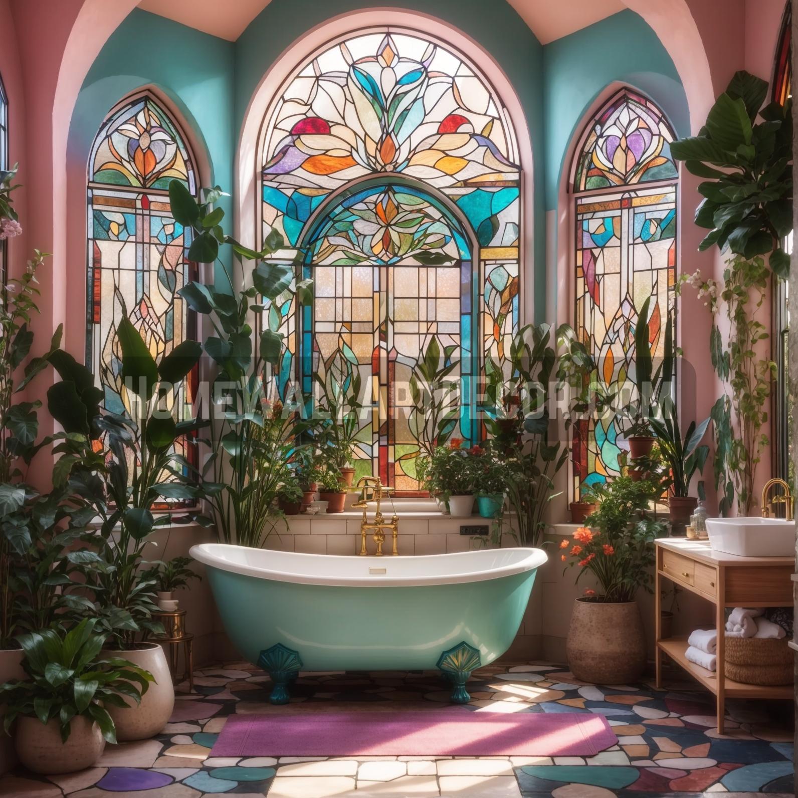 Dreamy Stained Glass Bathroom