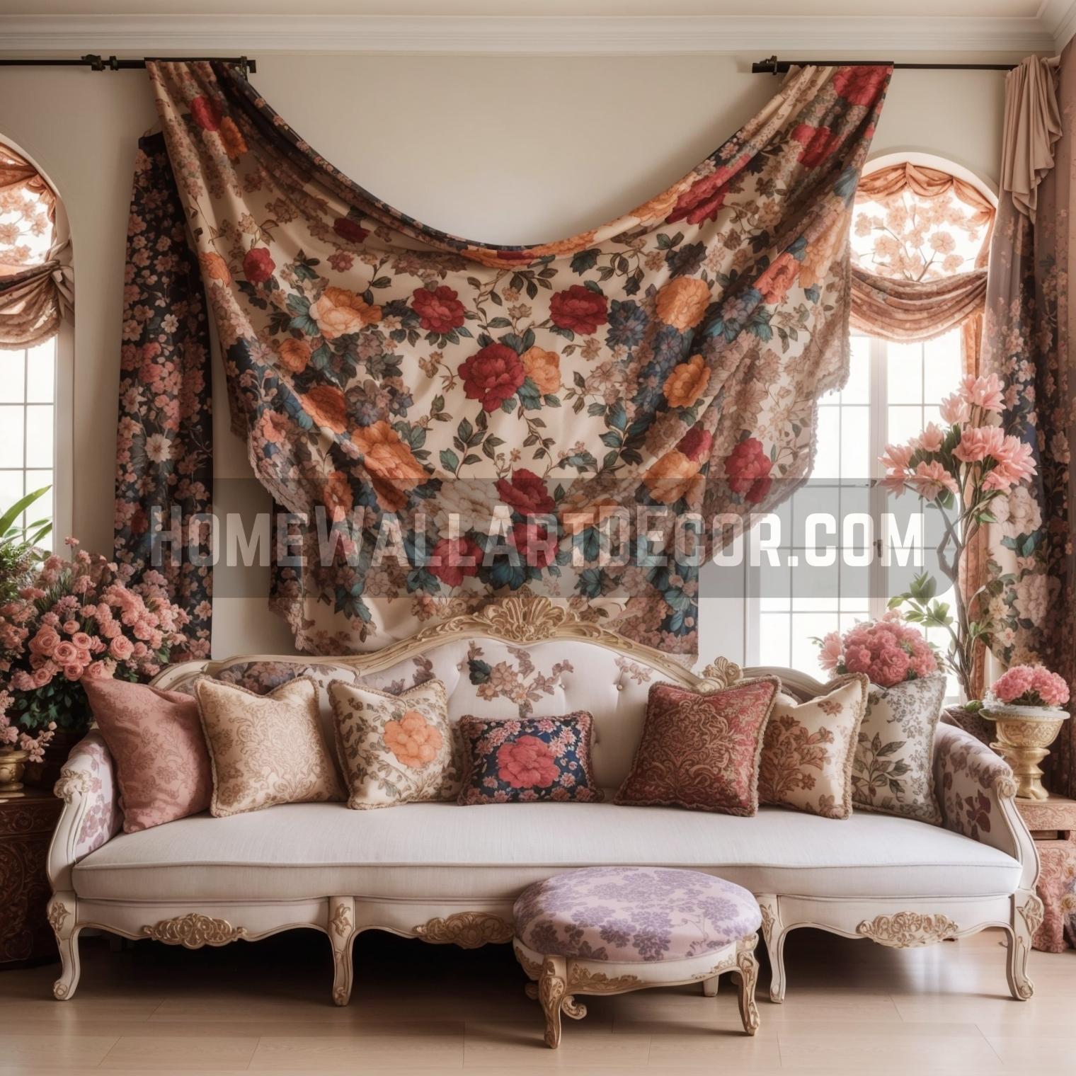 Floral Wall Tapestry Hanging Idea
