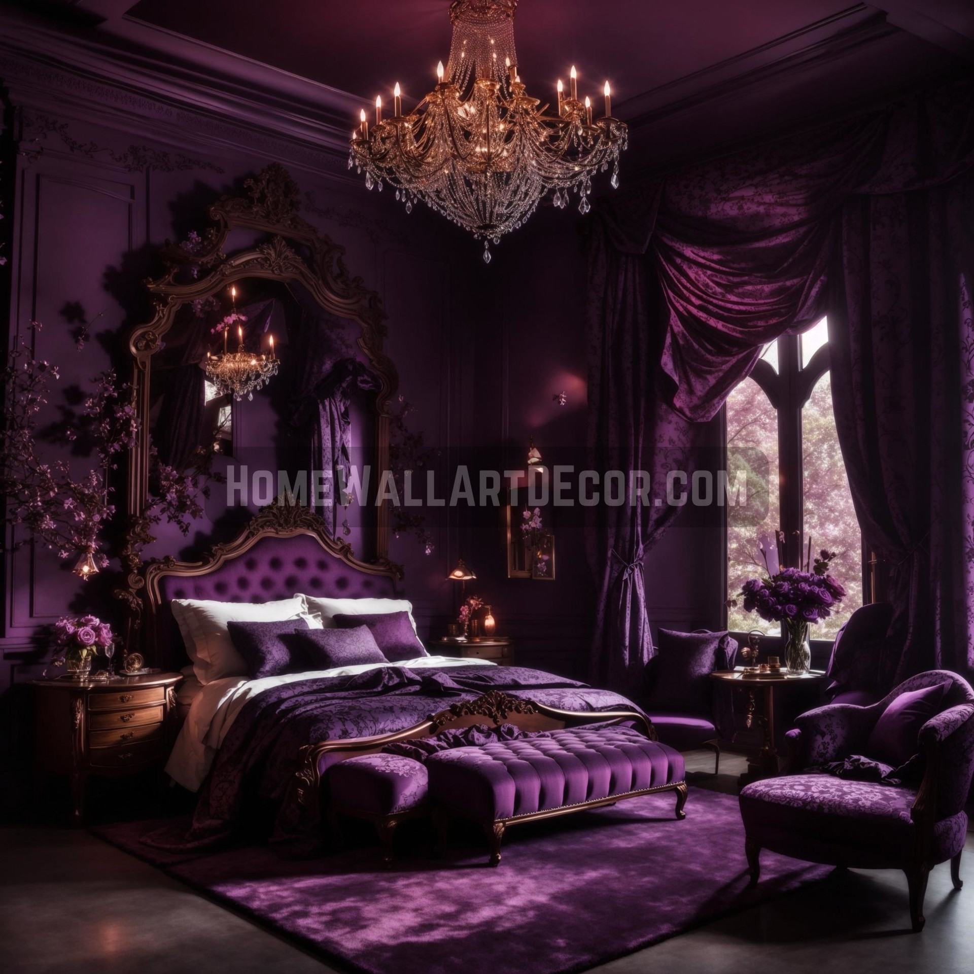 Elegance in Amethyst: Dark Moody Romantic Bedroom Decorating Ideas