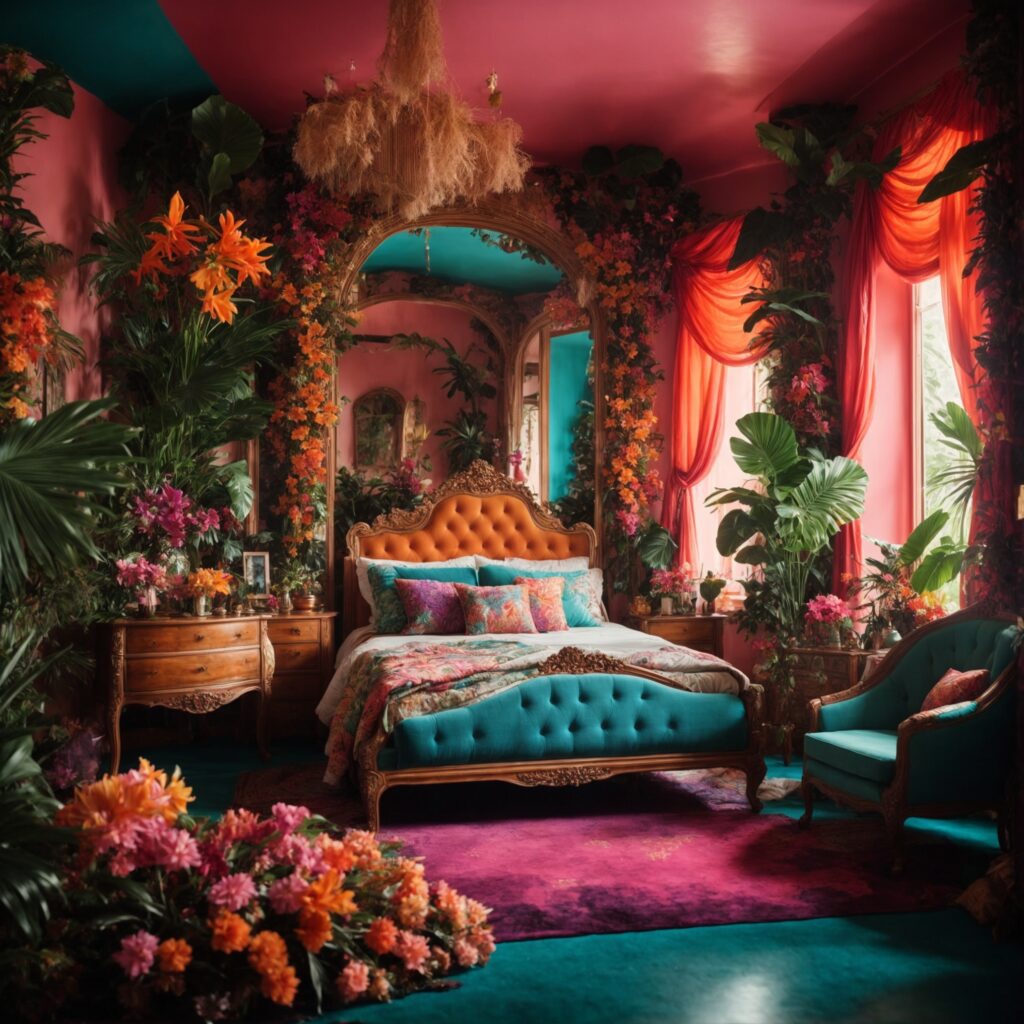 Tropical Wall Art featuring within a dreamy colorful tropical bedrom