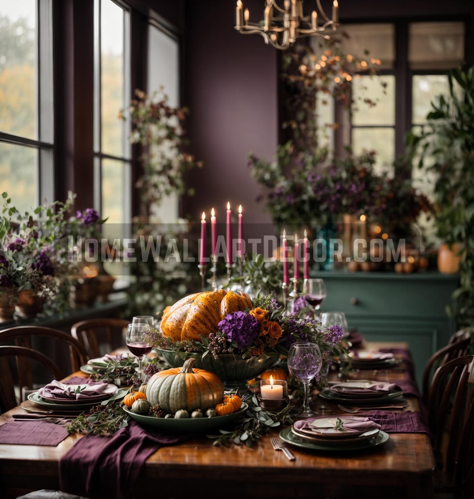 Majestic Mauve Thanksgiving Dining Ambiance
