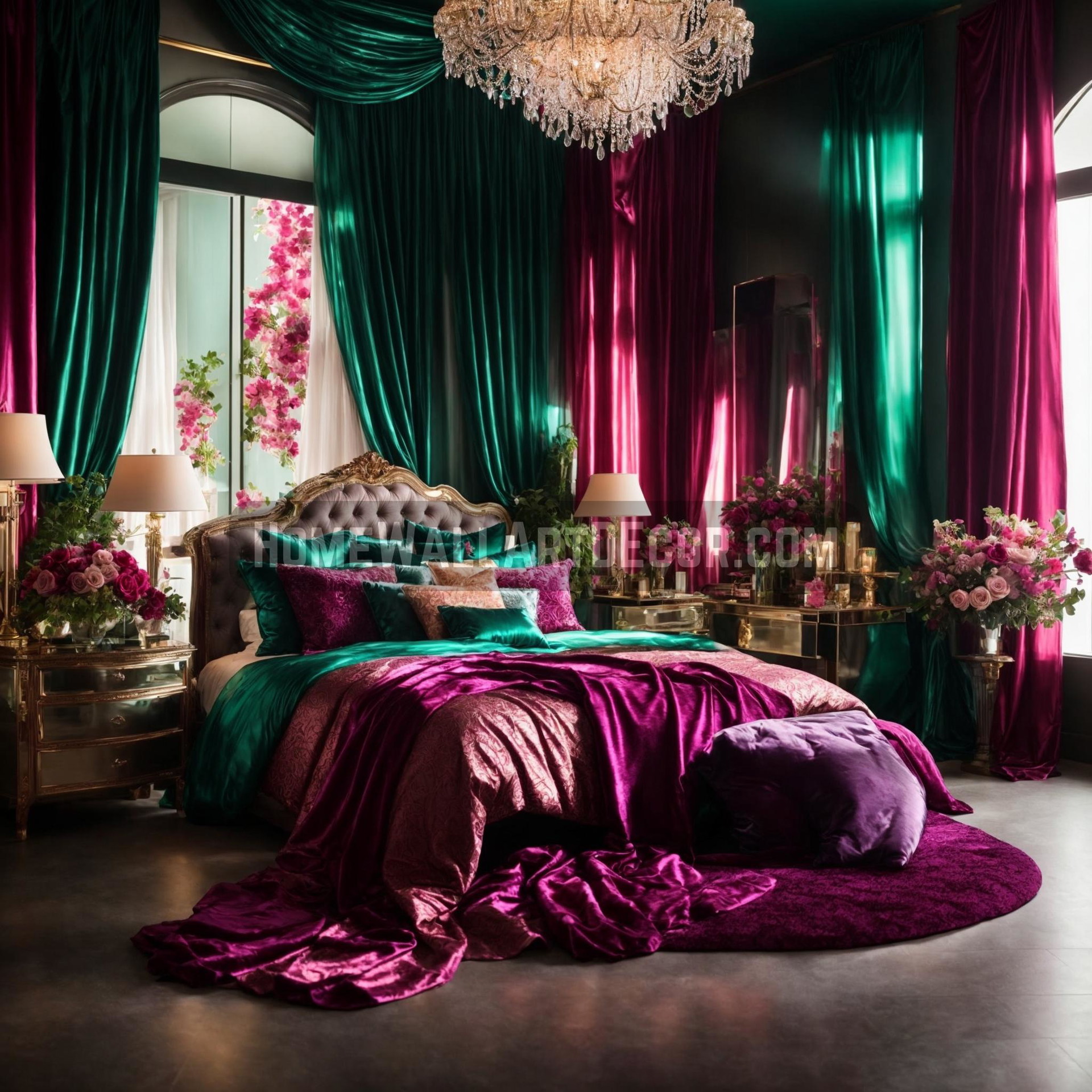 Emerald Green Bedroom Elegance: A Symphony of Art and Decor
