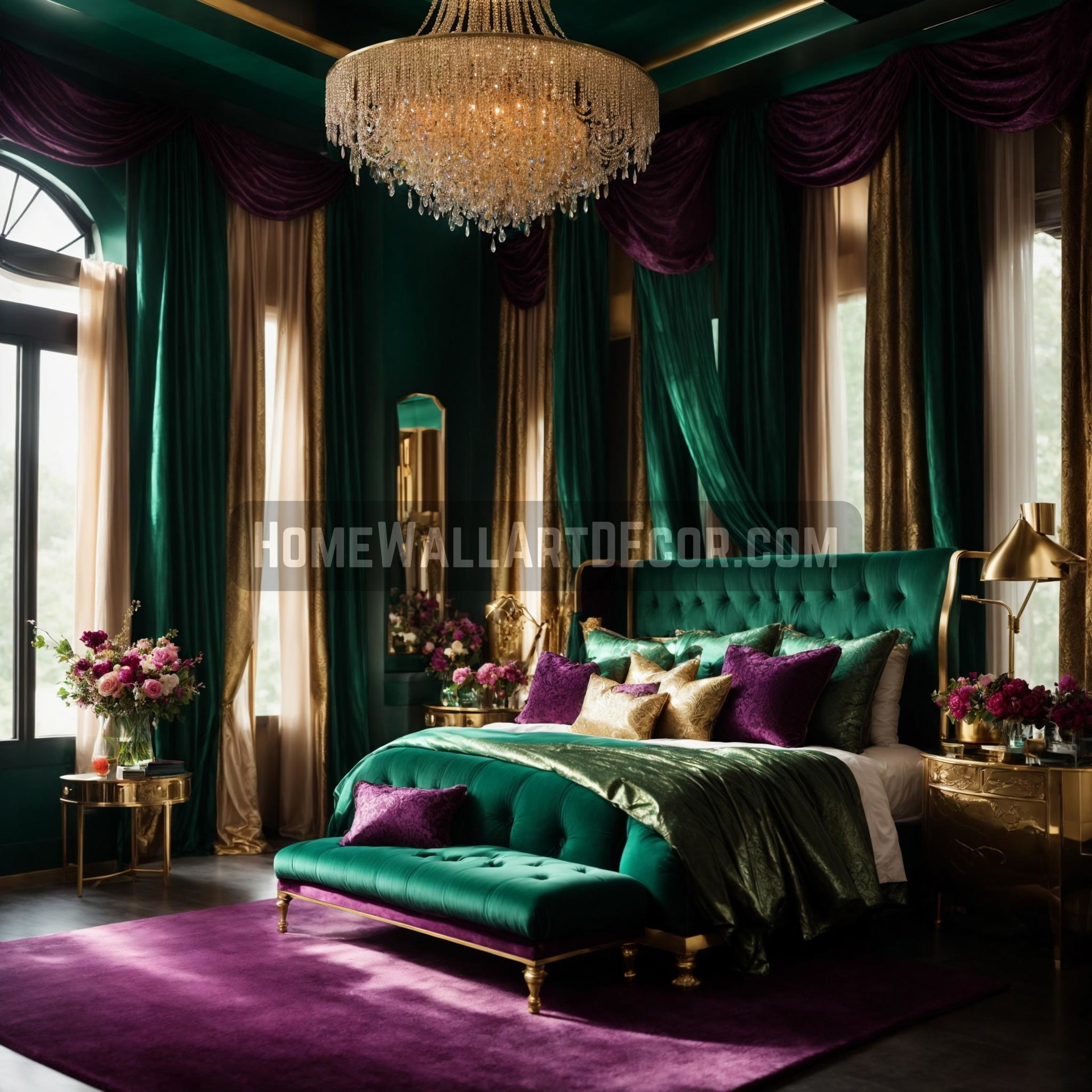 Unleashing Elegance with Verdant Hues: Emerald Green Bedroom Decorating Idea