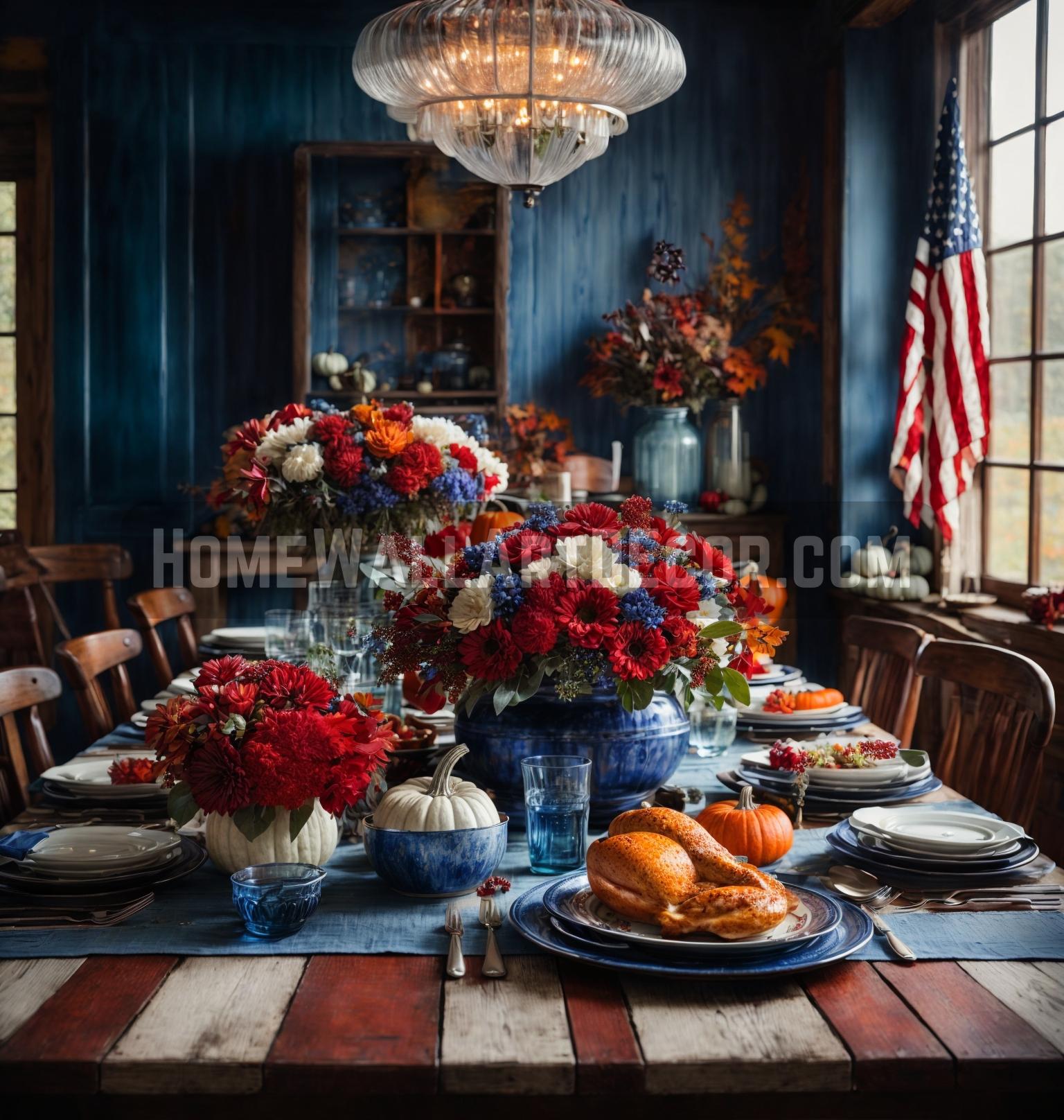 Patriotic Thanksgiving Wall Art: Thanksgiving Interior Decorating Ideas for Dining Room