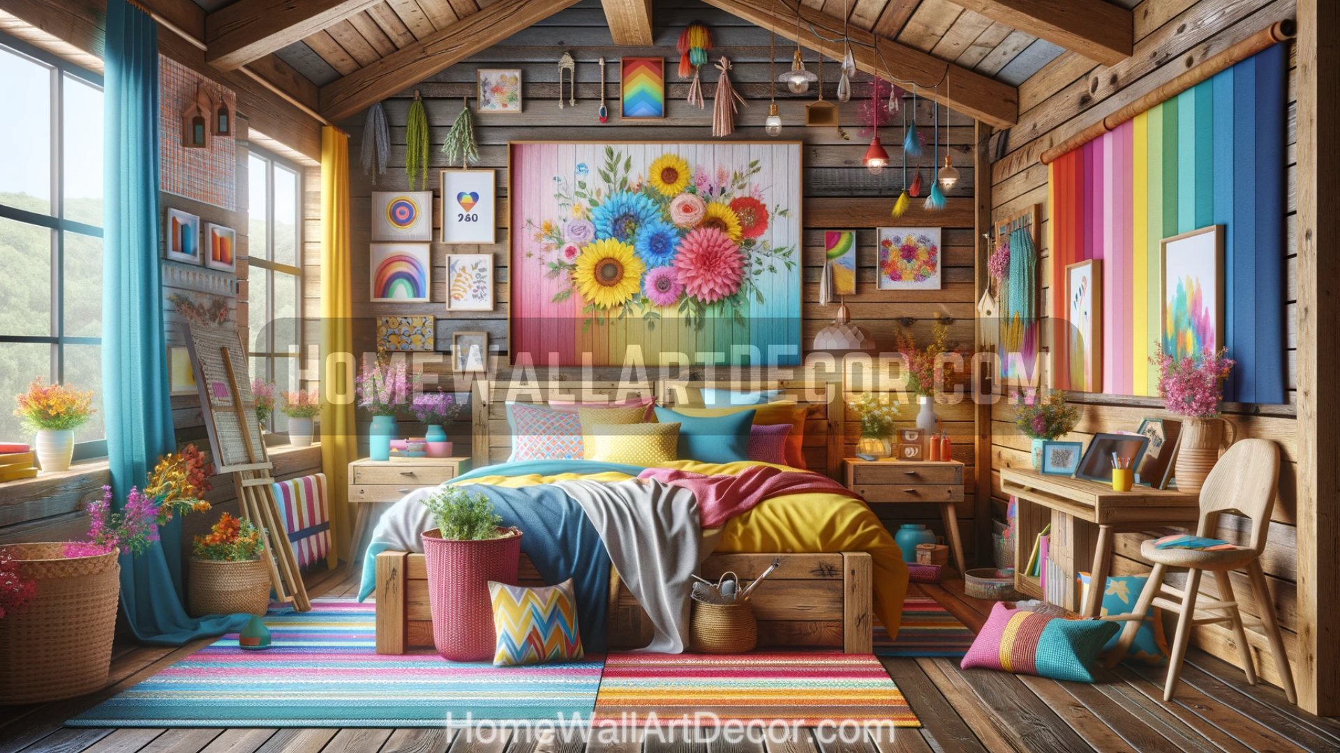 Vibrant Floral Farmhouse Bedroom Interior Decorating Ideas