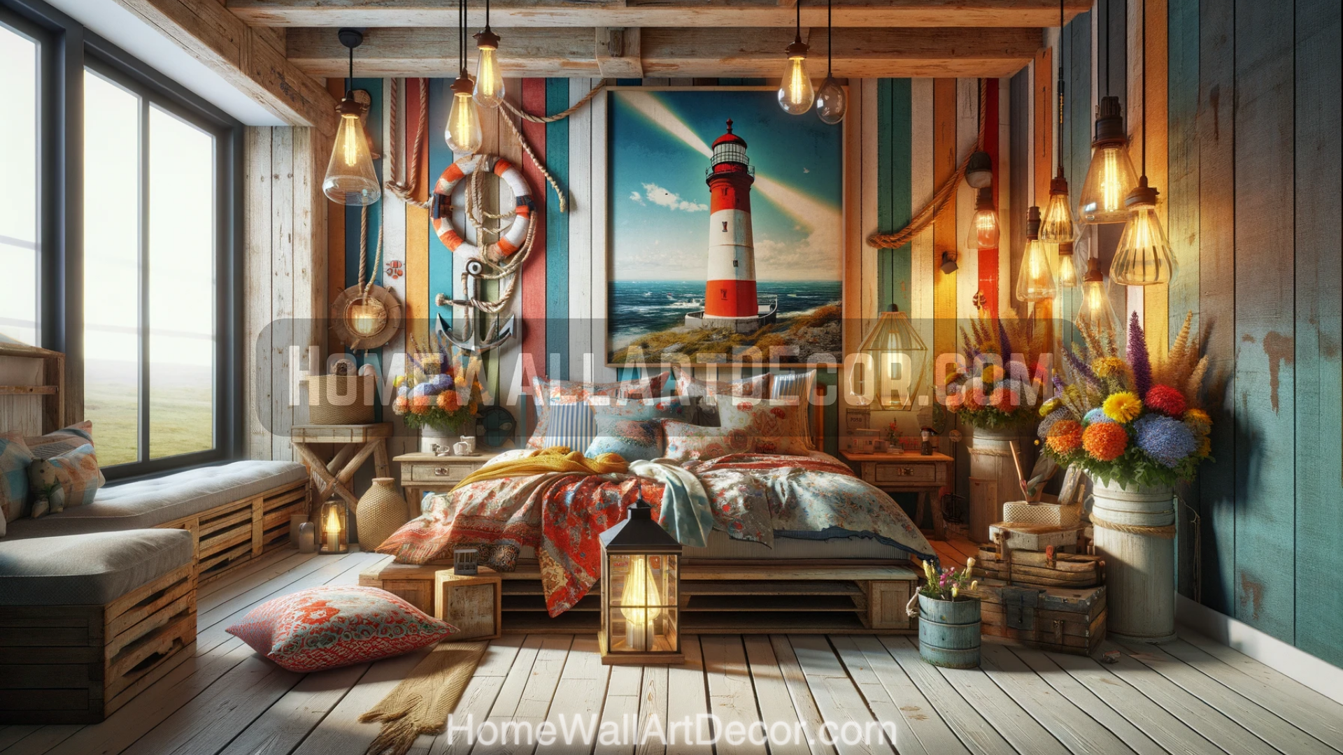 Nautical Bliss Farmhouse Bedroom Interior Decorating Idea