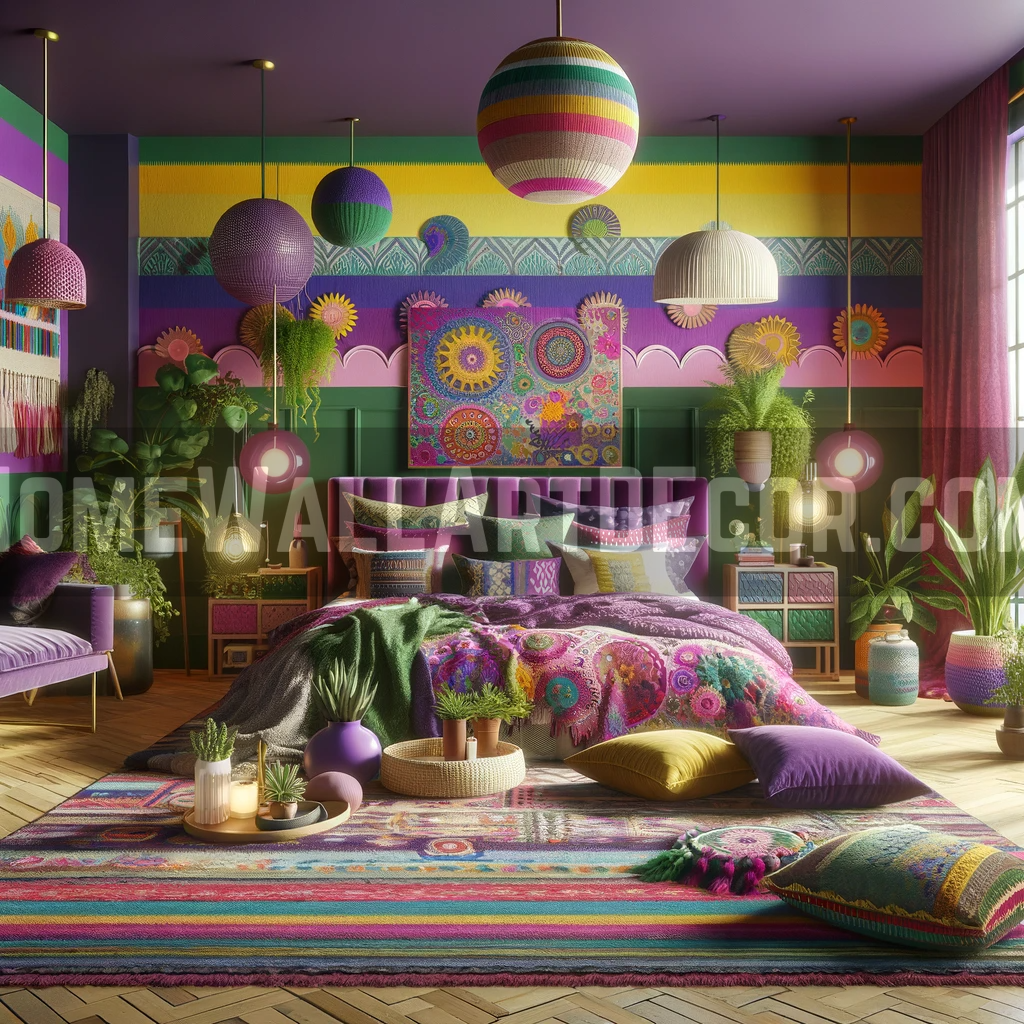 Colorful Bohemian Sanctuary: A Master Bedroom in Maximalist Style