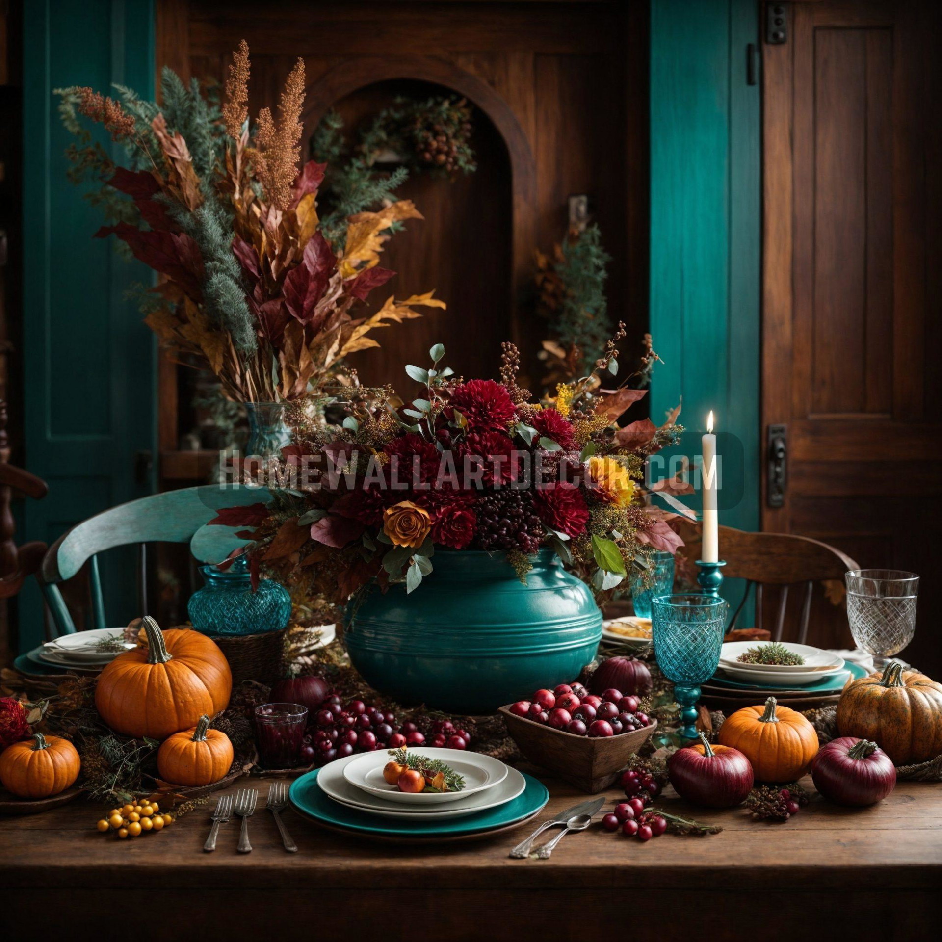 The Maroon and Teal Harvest: A Tapestry of Thanksgiving Splendor