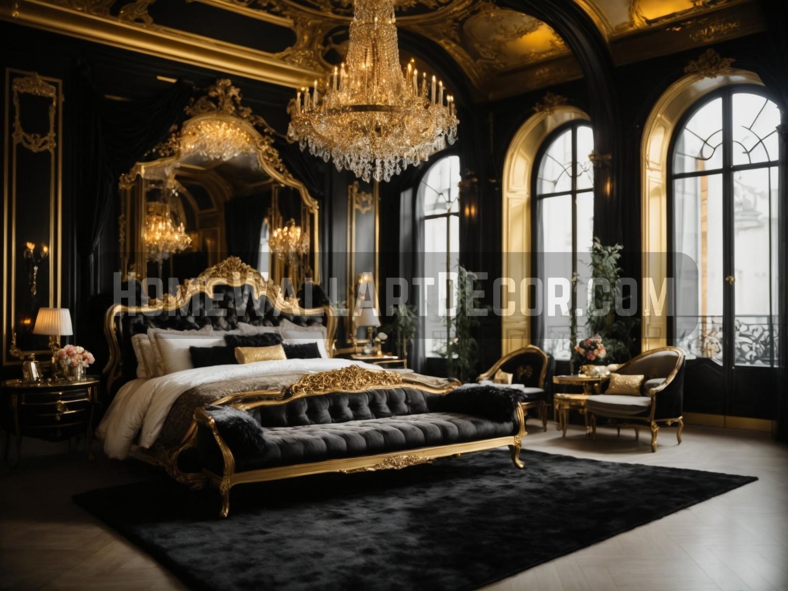 Opulent Black Gold Bedroom