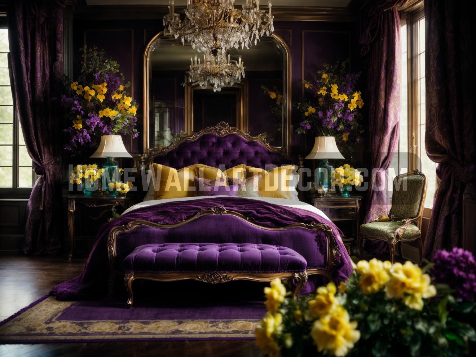 Enhancing Your Purple Dark Moody Romantic Bedroom: Complementary Colors, Patterns, and Textures