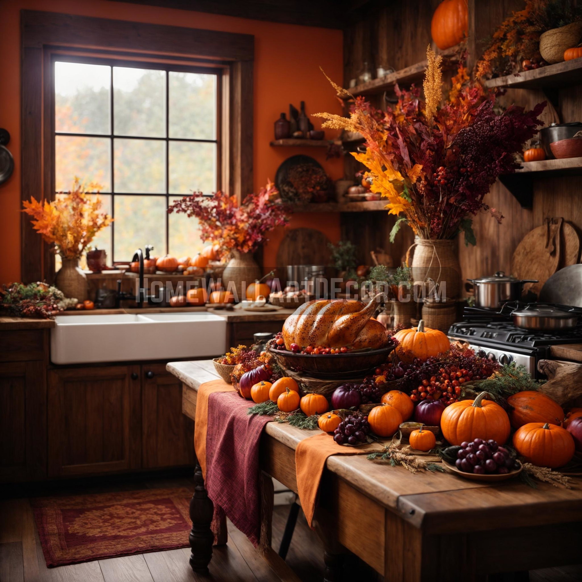 The Hearth of Harvest: A Kitchen Woven with Thanksgiving Warmth