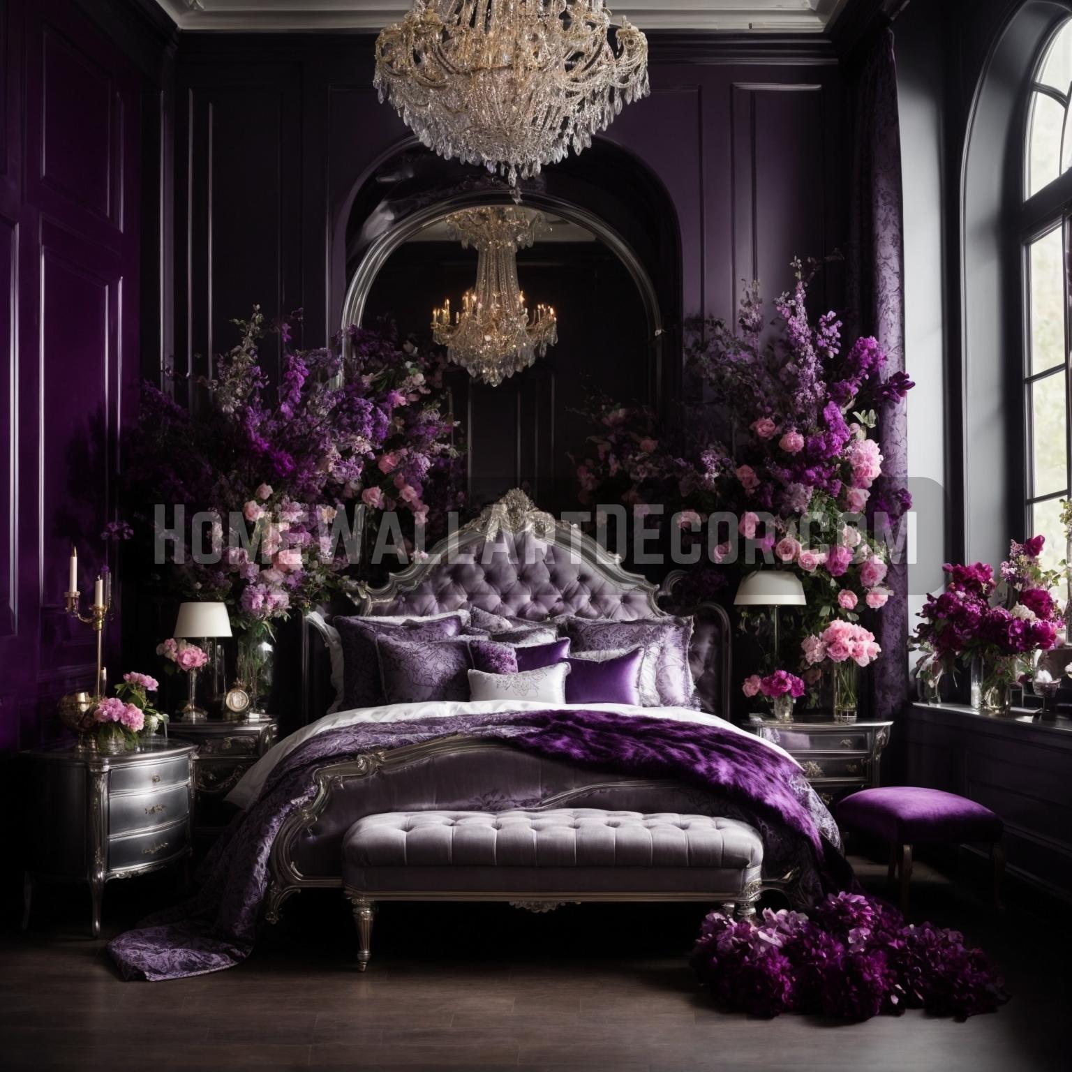 Creating a Purple Dark Moody Romantic Bedroom Across Diverse Home Styles